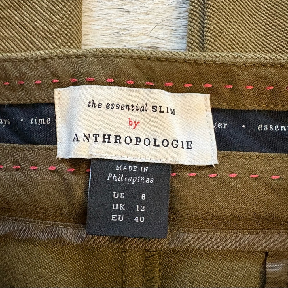 ANTHROPOLOGIE The Essential Slim Moss Green Cargo Pants Size 8 Pristine Cond - Picture 3 of 8